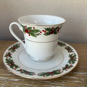 Holiday Fine China tea cup and plate